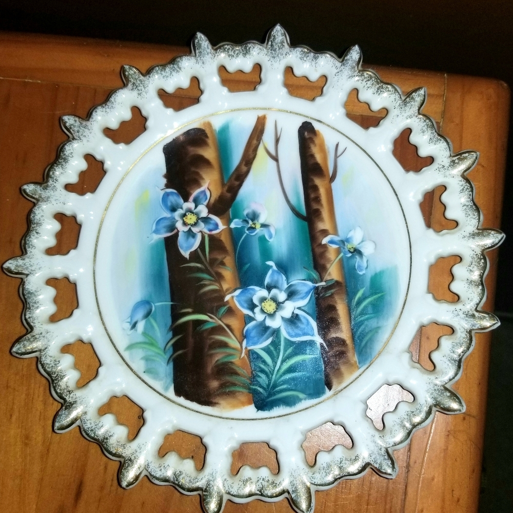 Vintage Lefton China Reticulated Lattice Edge 8" Plate